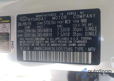 2020 Hyundai Palisade Sel z USA, uszkodzony, nr VIN KM8R24HE9LU051546